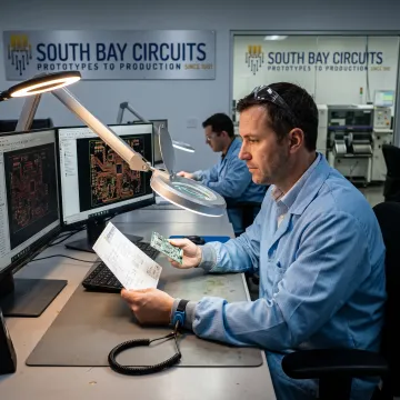 PCB engineer analyzing board design details