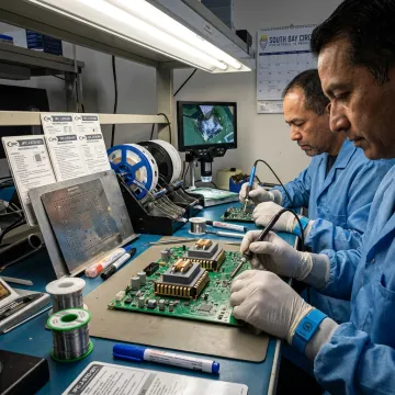 PCB assembly with SMT and through-hole components