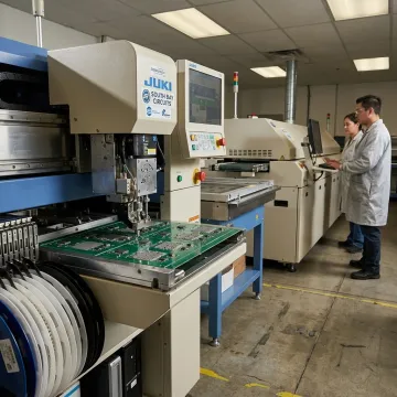 SMT PCB assembly line placing components