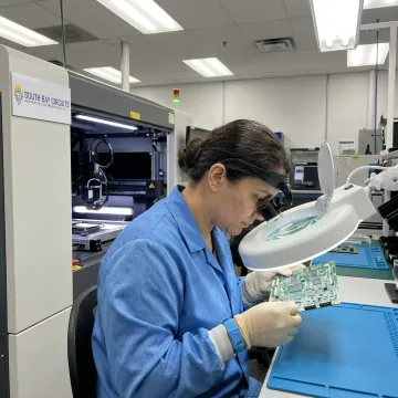 Medical circuit board undergoing quality inspection