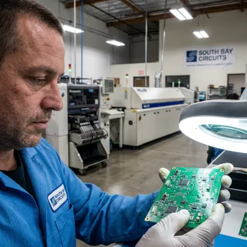 PCB assembly inspection in progress