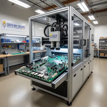 Telecom PCB undergoing automated inspection