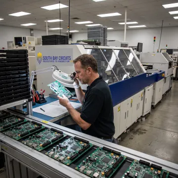 PCB assembly line with inspection equipment