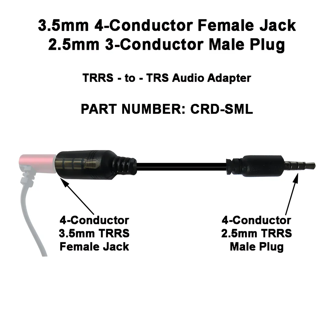 3.5mm 4-Conductor (Female Jack) to 2.5mm 4-Conductor TRRS (Male Plug) Adapter