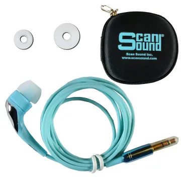 1-BUD-Pro-Gold Single-Ear Stereo Earbud (Turquoise) With 3 Sized Eartips and Zippered Carrying Case