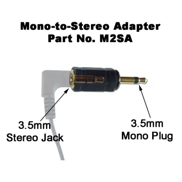 3.5mm 2-Cond Mono (Male Plug) to 3.5mm 3-Cond Stereo (Female Jack) Adapter