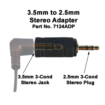 2.5mm (Male Plug) to 3.5mm (Female Jack) Stereo Adapter
