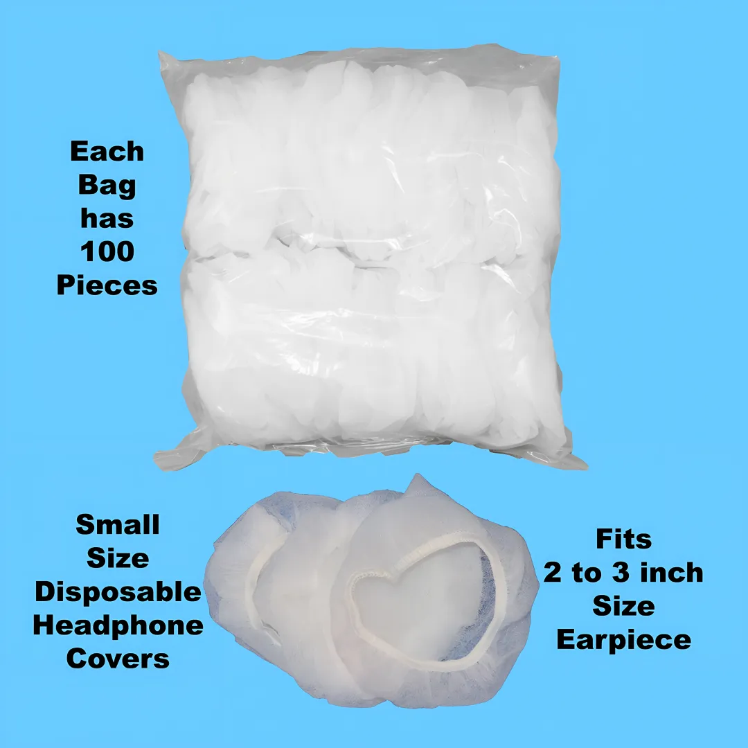Small Sanitary Disposable Headphone Covers (White), Bag of 100
