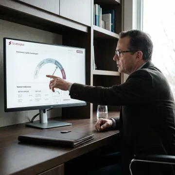 Interactive economic continuum chart on a financial dashboard