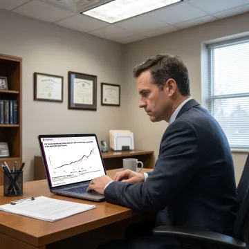 Financial advisor reviewing branded market charts
