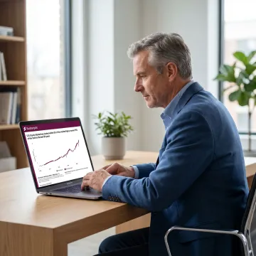 Adviser presenting branded market charts