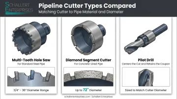 Comparison of hole saw diamond cutter and pilot drill types