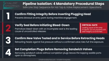 Critical four-step pipeline isolation safety sequence for valve changeout crews