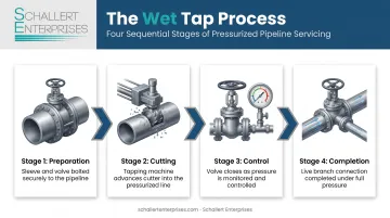 4-stage wet tapping process from preparation to completion