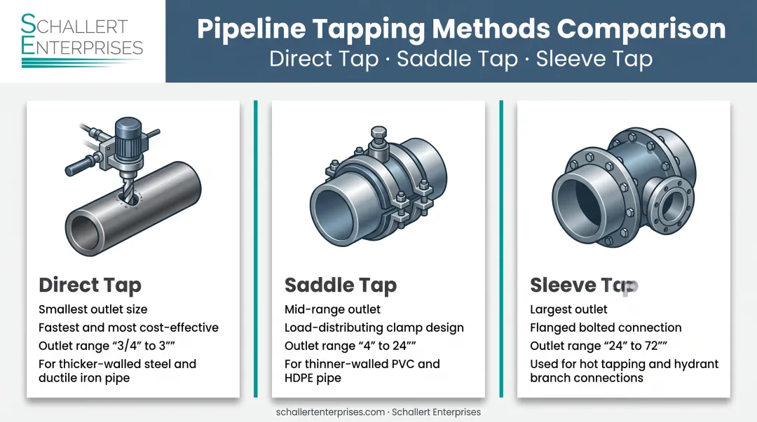Comparison of direct saddle and sleeve water main tapping methods