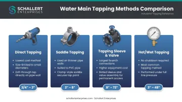 Comparison of four water main tapping methods and key features