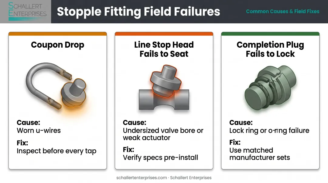 Three common stopple installation failure types causes and field fixes comparison