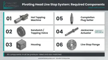 Complete pivoting head line stop system components checklist infographic