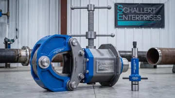 Schallert folding head line stop system with matched housing and actuator
