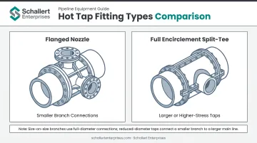 Flanged nozzle versus full encirclement split-tee hot tap fitting comparison