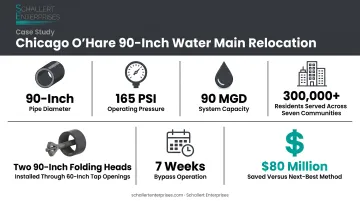 Chicago O'Hare 90-inch folding head water main project statistics