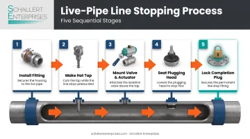 5-step line stopping process from fitting installation to completion plug