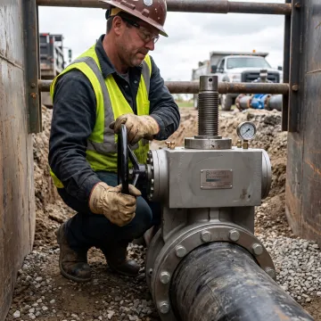 Technician operating line stop equipment