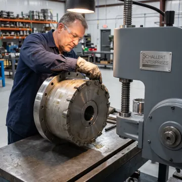 Carbide-tipped cutter being prepared for a pipeline tap