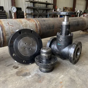 Line stop flange and insertion valve components