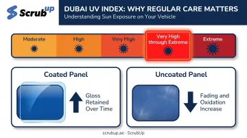 Dubai UV index extreme heat impact on car paint oxidation