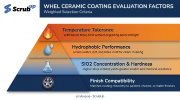 Ceramic coating selection factors weighted by importance for wheel protection