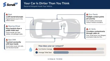 Car interior bacteria hotspots comparison to household surfaces contamination levels