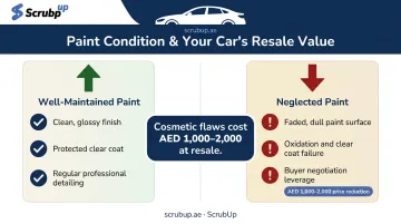 Dubai car resale value impact of paint condition and cosmetic damage infographic