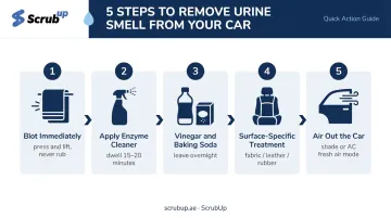5-step car urine smell removal process flow from blotting to airing out