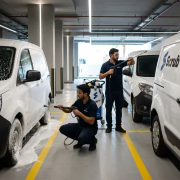 Mobile van fleet washing in Dubai