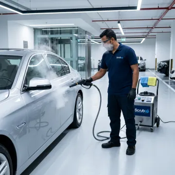 Mobile steam car cleaning in DIFC Dubai