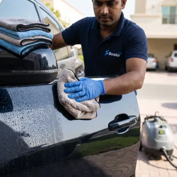 Polished car paint reflecting light