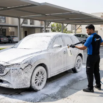 Snow foam car wash in Dubai