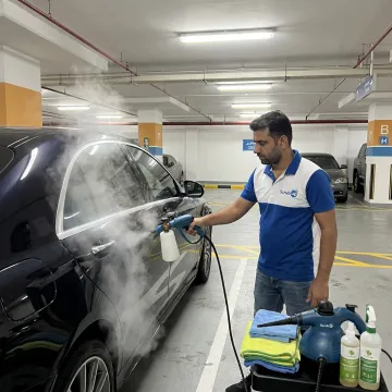 Mobile steam car wash service in JBR Dubai