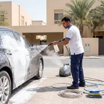 Mobile car detailing process in Dubai