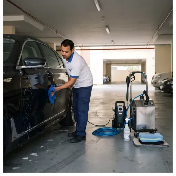 Technician detailing a car in Dubai