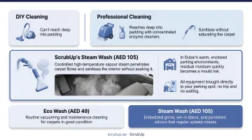 ScrubUp mobile car cleaning service Steam Wash and Eco Wash tier comparison
