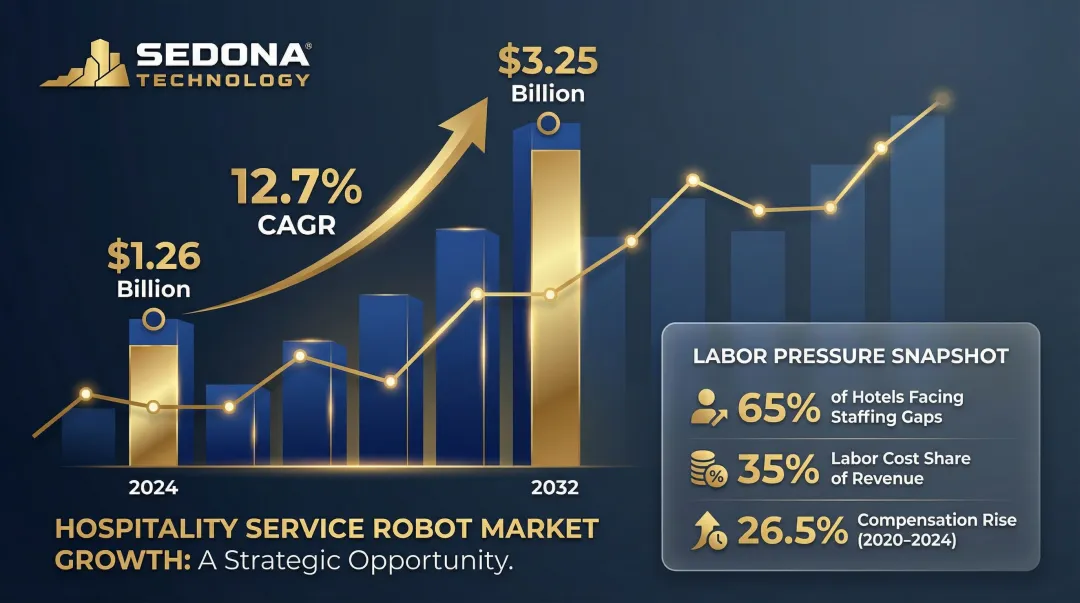 Hotel service robot market growth from 1.26 billion to 3.25 billion by 2032