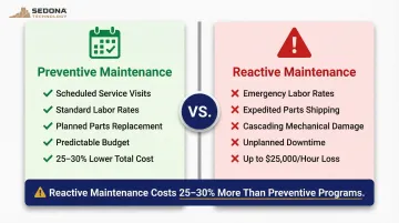 Preventive versus reactive robot maintenance cost comparison and downtime impact