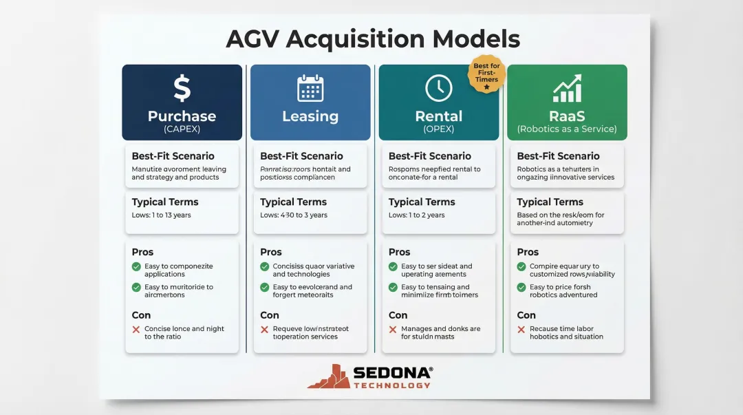 AGV acquisition model comparison chart purchase lease rental RaaS options