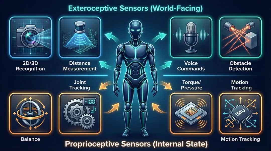 Humanoid robot sensor systems exteroceptive and proprioceptive technology breakdown