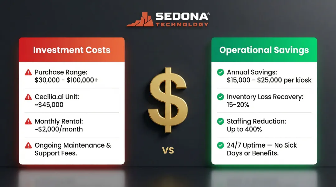Robot bartender cost and ROI comparison purchase rental and leasing options