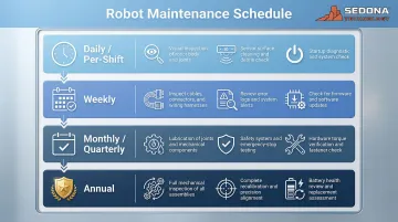 Robot maintenance inspection schedule frequency checklist from daily to annual tasks