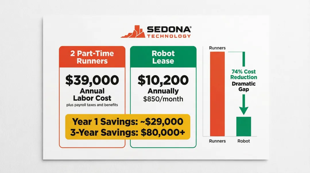 Restaurant robot ROI comparison human runners versus robot lease annual cost savings