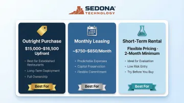 Three restaurant robot acquisition options purchase lease rental cost comparison table